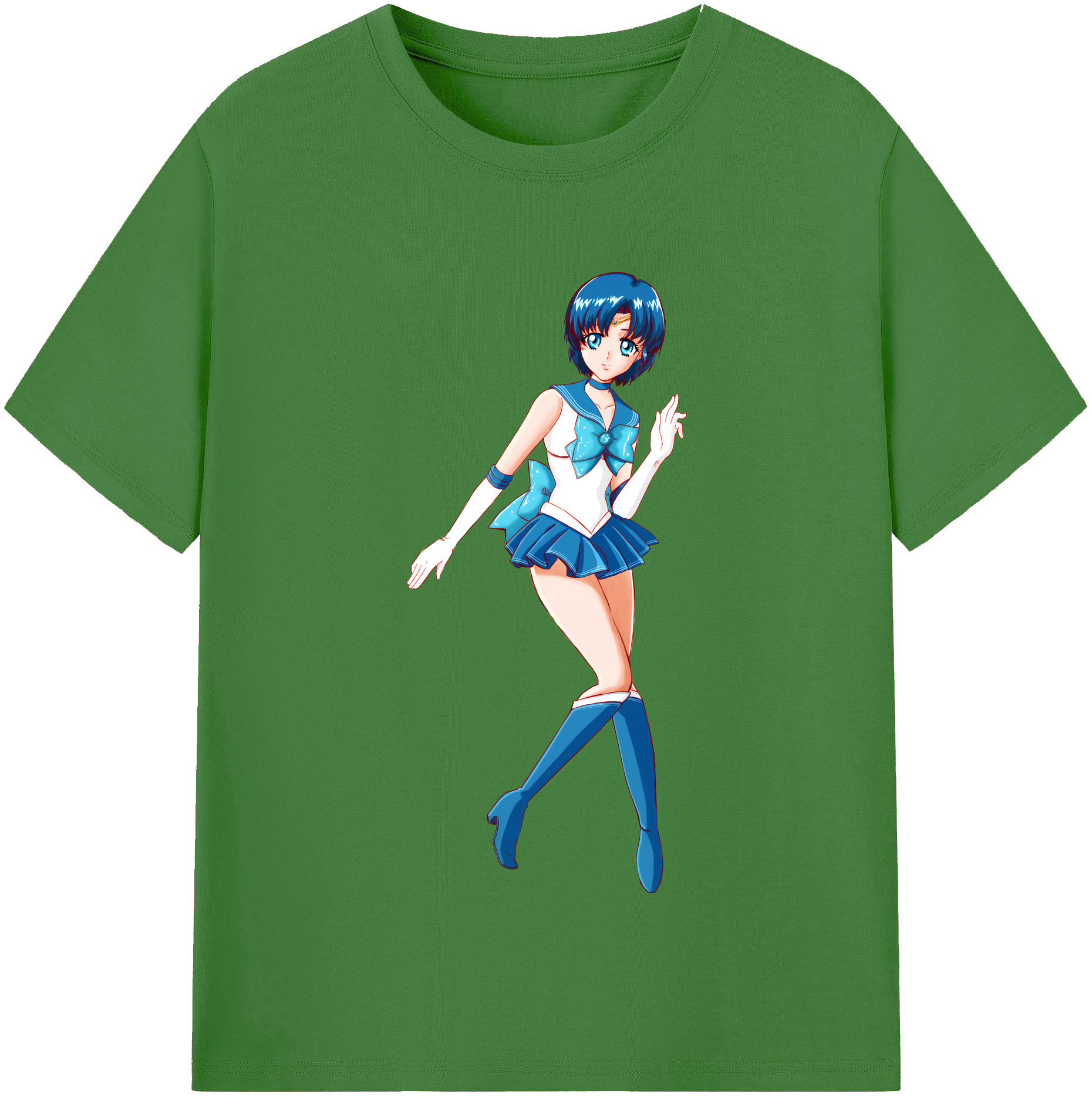（画像用） 美少女戦士セーラームーン 水野 亜美 みずの あみ Sailor Moon Mizuno Ami レディースカジュアルプリントTシャツ（綿100％）